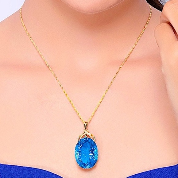 GOLD AQUAMARINE PENDANT NECKLACE